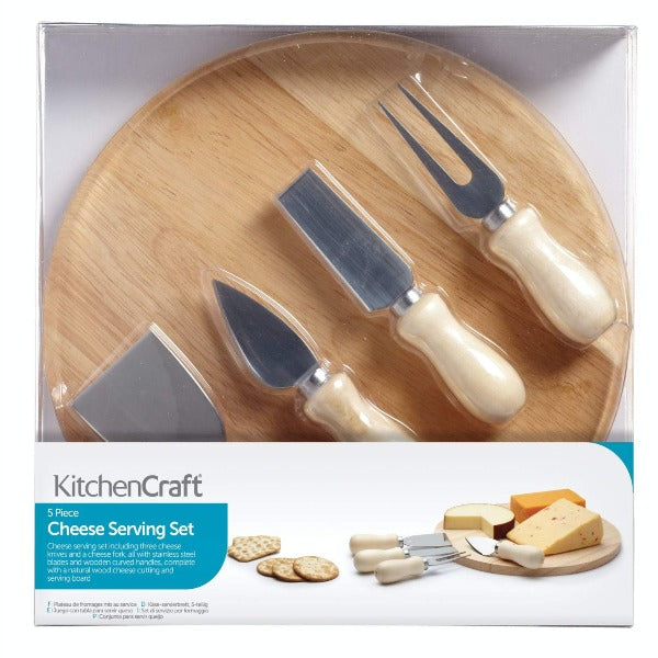 Wooden Cheese Board Set With 4 Cheese Servers (k68s)