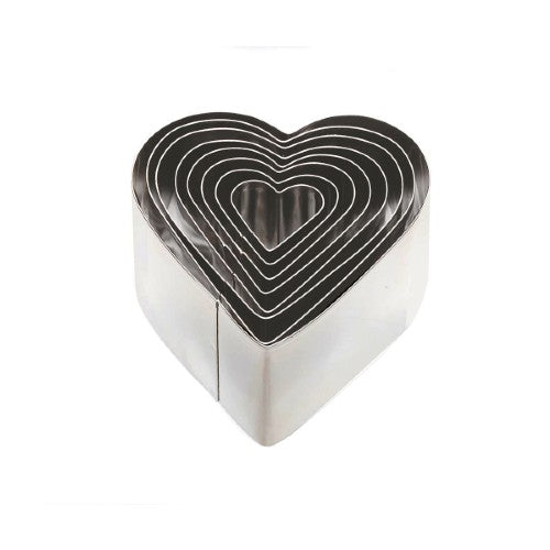 Stainless Steel Tall Heart Cookie Cutters, Set Of 8 (E585)