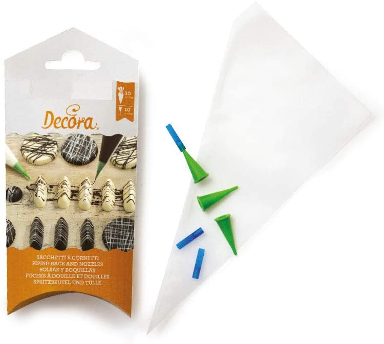 10 Disposable Piping Bags & Writing Nozzles (D005)