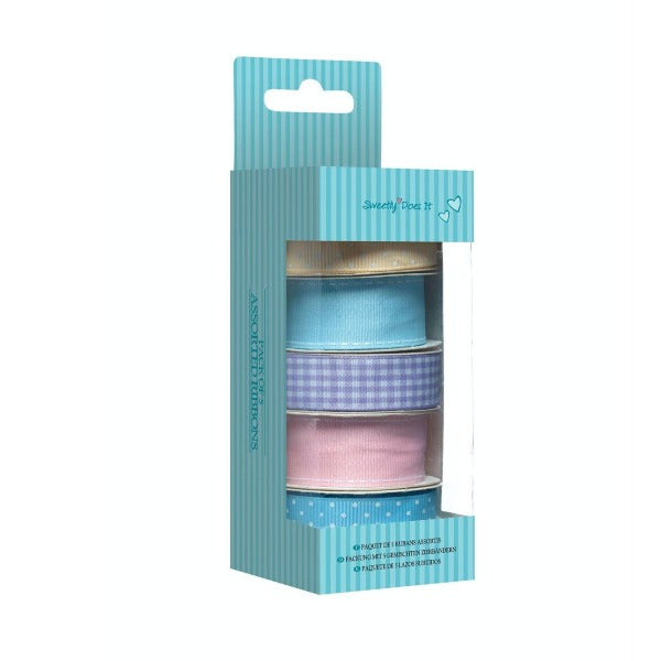 Assorted Coloured Ribbons, Pack Of 5, Pastel (kc62)