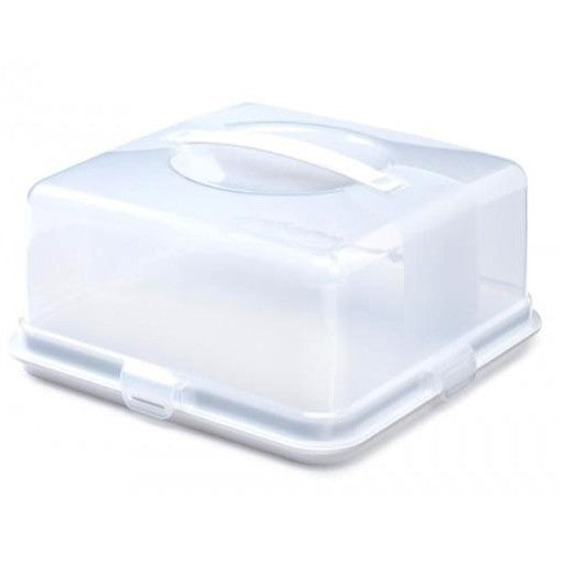 Whitefurze Square Plastic Cake Box With Handle, 33cm (d79e)