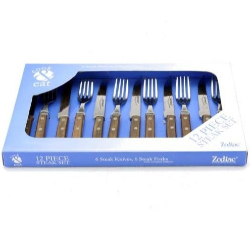 Steak Knife & Fork Cutlery Set, 12 Piece (D123)